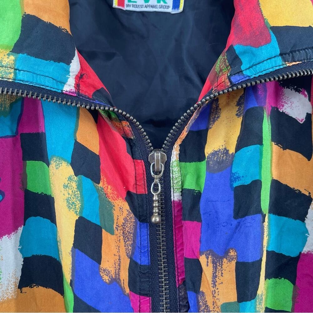 VINTAGE EVR Rousso Apparel 100% Silk Bomber Windbreaker Jacket 90s Y2K Large - Picture 4 of 13